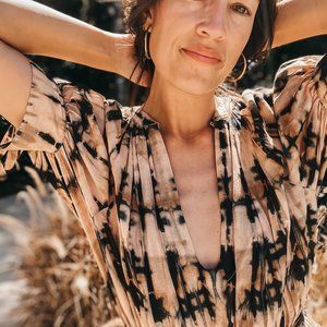 Ulla Johnson Selena Self-Tie Coverup Midi Dress, Size P, Desert